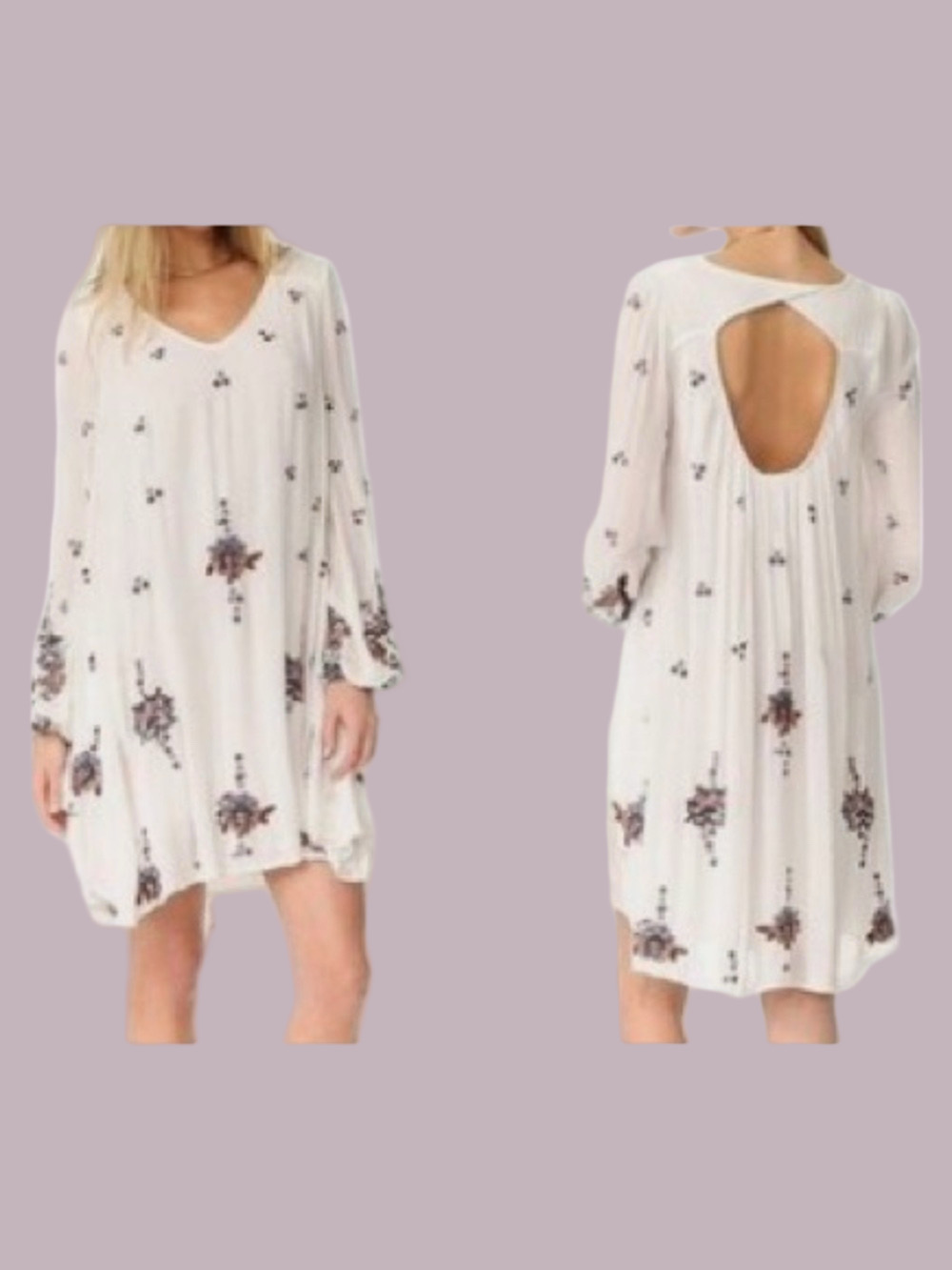 Free People neutral combo Oxford embroidered mini dress